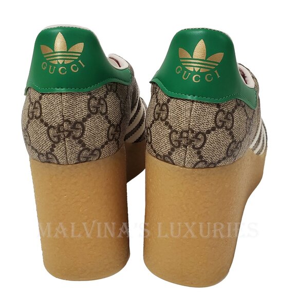GUCCI SNEAKERS ADIDAS X GAZELLE GG LOGO SUPREME WEDGE SHOES w TREFOIL sz 41 11 - Picture 8 of 16